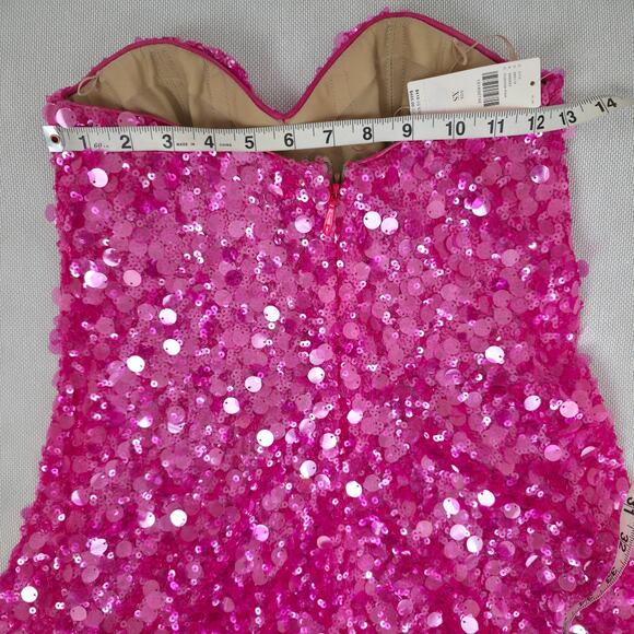 HELSI Fuchsia Pink Strapless Mimi Mini Sequin Dress Sz XS NWT - Picture 6 of 10